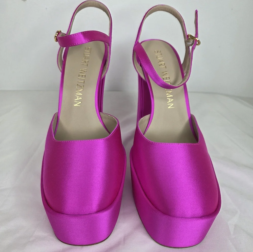 NWT Stuart Weitzman Size 10 Platform Heels In Hot Pink Shoes - Picture 6 of 13